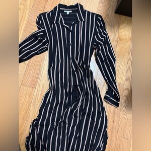 Charlotte Russe Black and Cream Striped Long Sleeve Dress